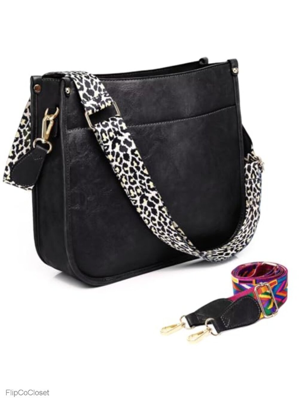 Vegan Leather Crossbody Bag for Women with Two Adjustable Straps
